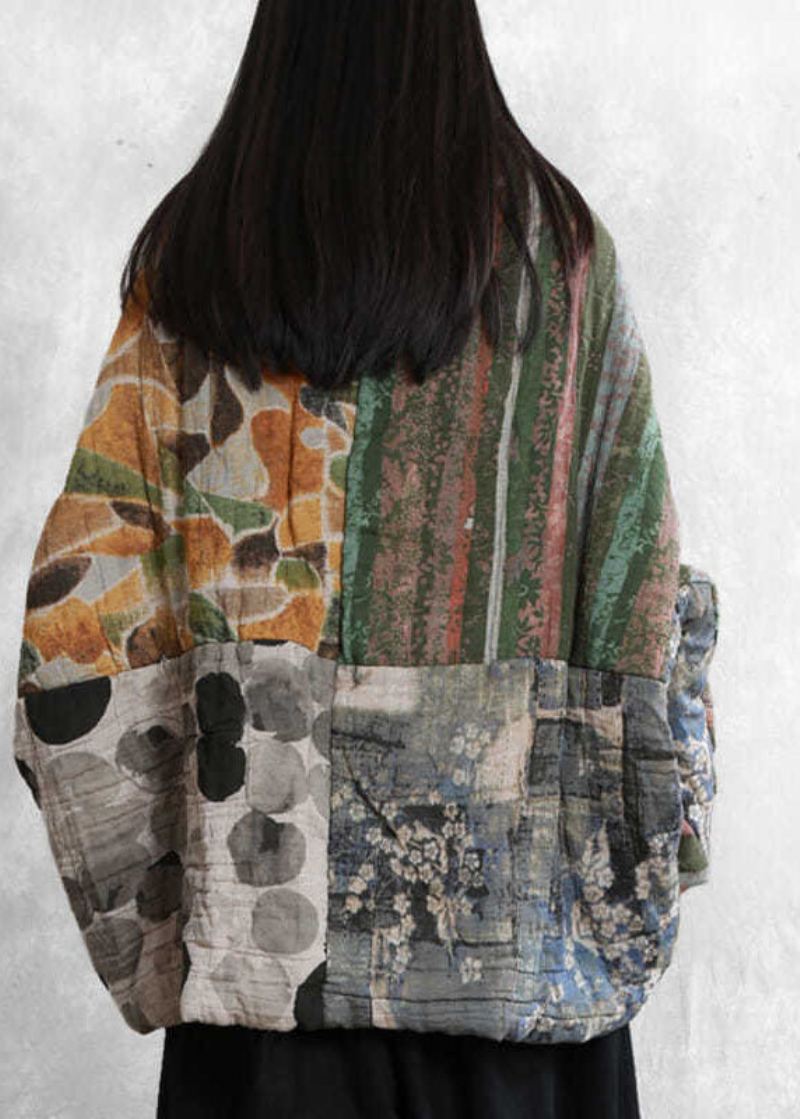 Italiensk Colorblock Oversized Patchwork Print Fine Bomullsfylte Parkas Vinter - Dunjakker for kvinner