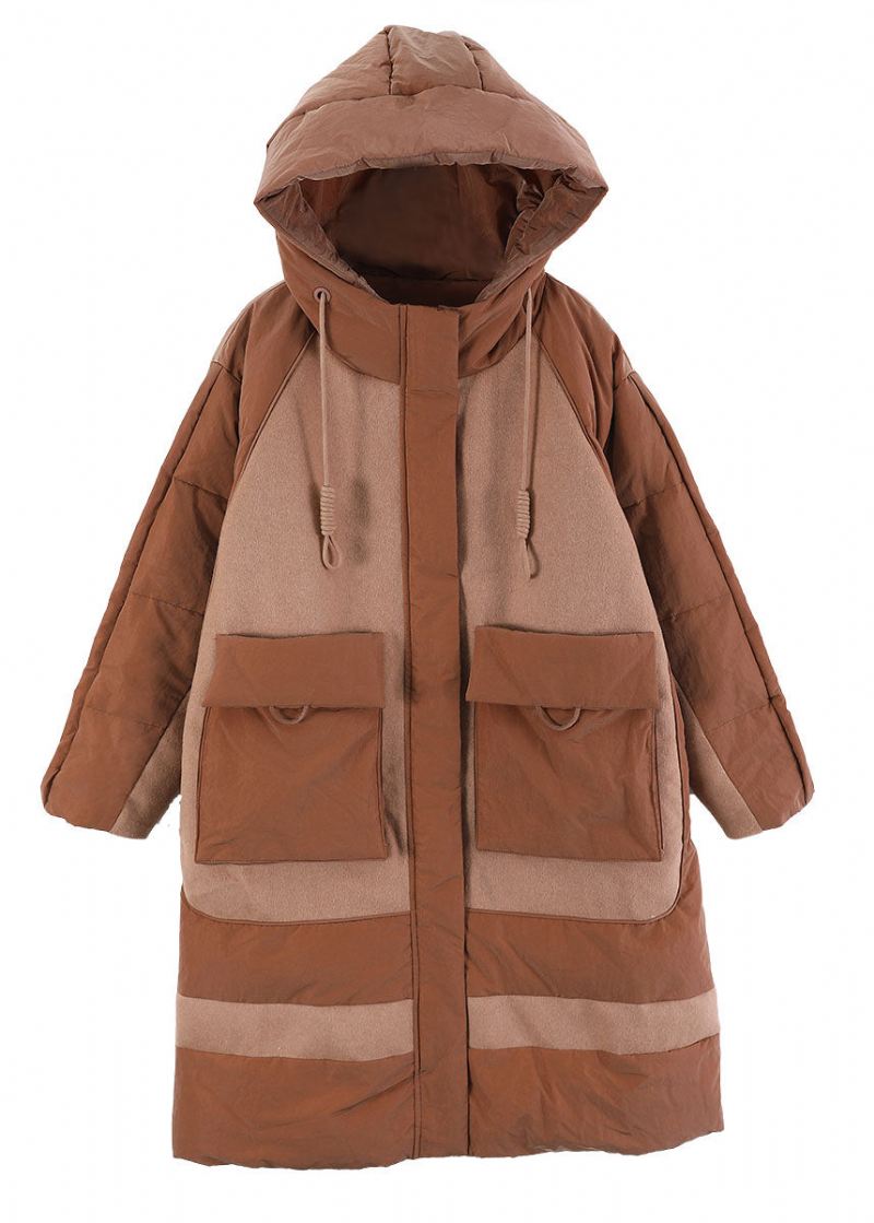 Kamel Snøring Duck Down Vinterfrakker Zip Up Winter - Beige