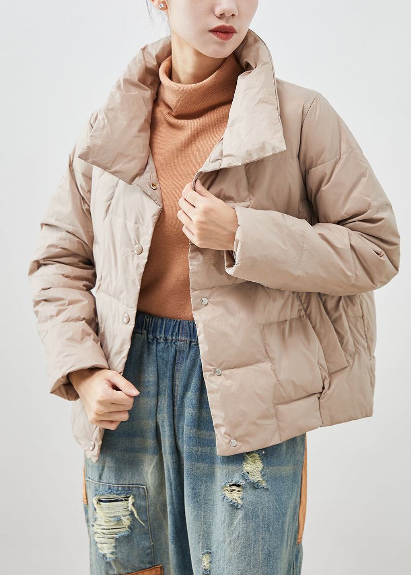 Khaki Duck Down Puffers Jakker Oversized Tykk Vinter