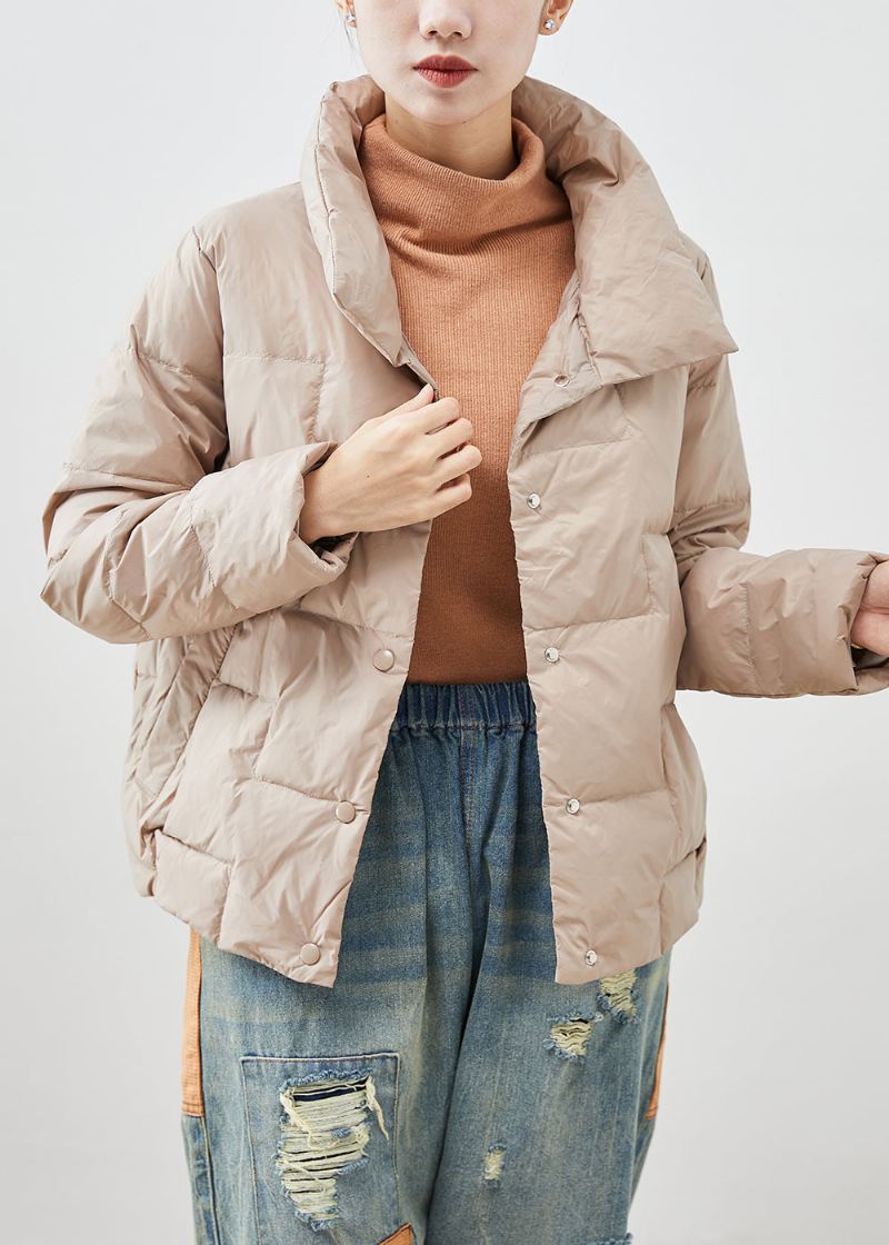 Khaki Duck Down Puffers Jakker Oversized Tykk Vinter - Dunjakker for kvinner