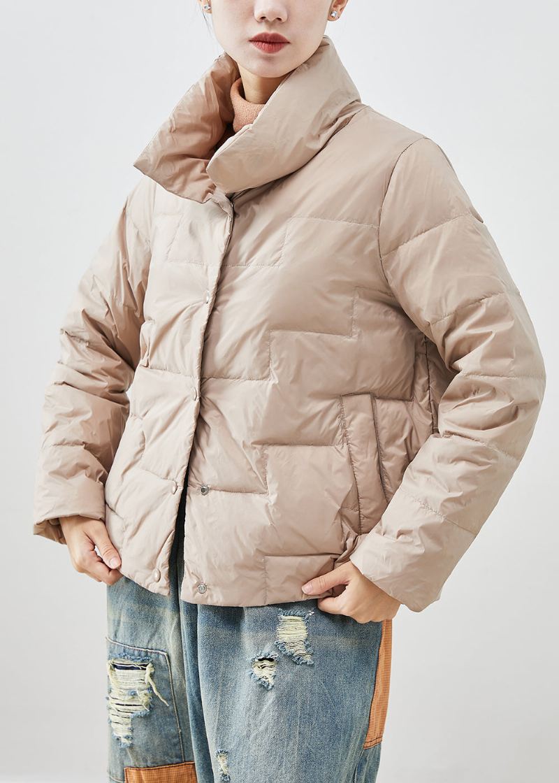 Khaki Duck Down Puffers Jakker Oversized Tykk Vinter - Dunjakker for kvinner