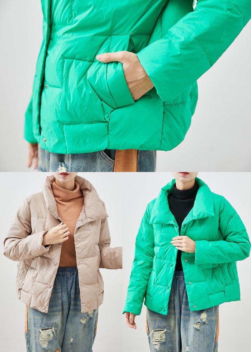 Khaki Duck Down Puffers Jakker Oversized Tykk Vinter - Dunjakker for kvinner