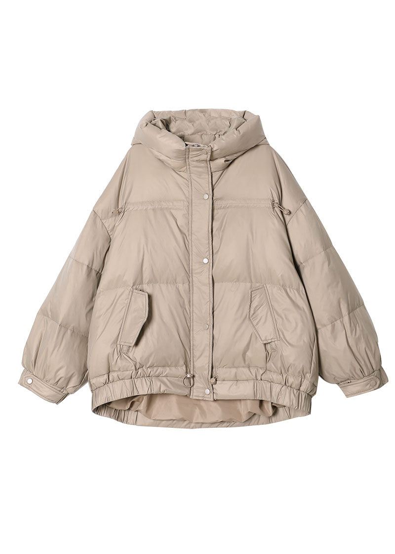 Kvinner Khaki Zip Up Snøring Duck Down Puffer Jacket Vinter - Dunjakker for kvinner