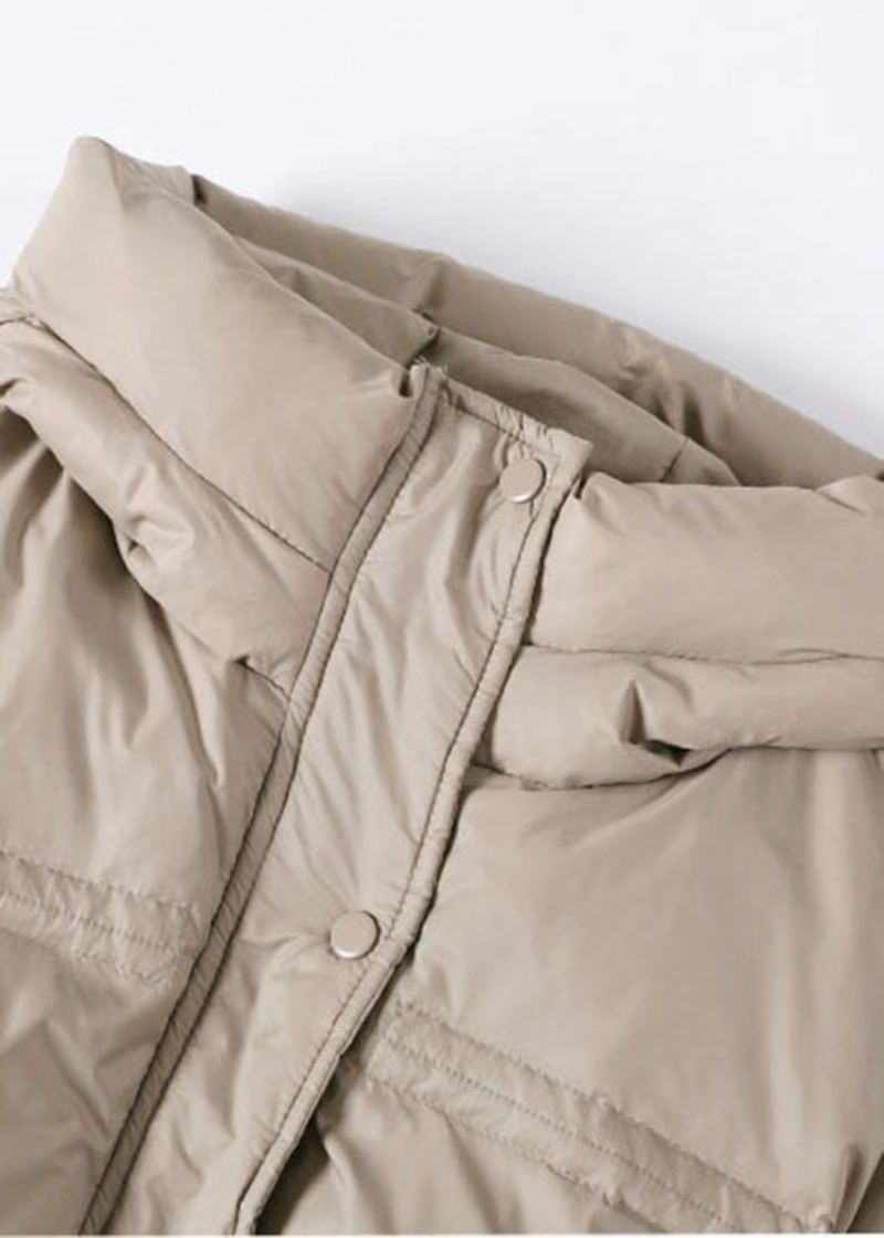 Kvinner Khaki Zip Up Snøring Duck Down Puffer Jacket Vinter - Dunjakker for kvinner