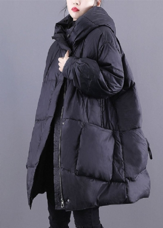 Løse Svarte Hettelommer Snøring Duck Down Canada Goose Jacket Winter