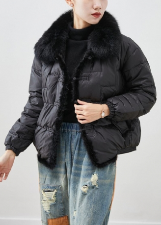 Moderne Black Fox Krage Patchwork Mink Hair Duck Down Puffers Jakker Vinter