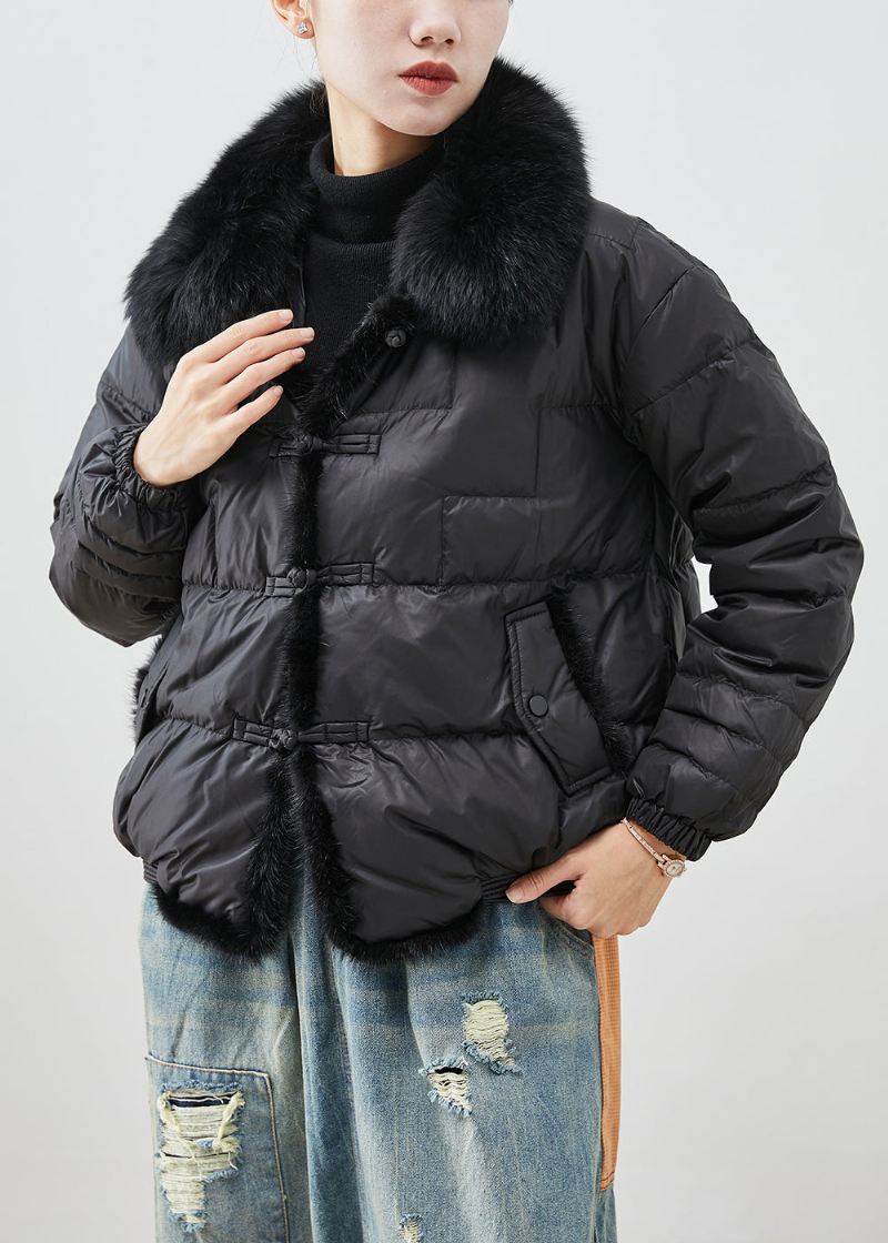 Moderne Black Fox Krage Patchwork Mink Hair Duck Down Puffers Jakker Vinter - Dunjakker for kvinner