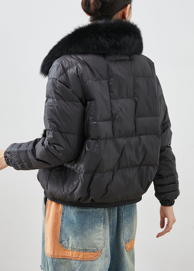 Moderne Black Fox Krage Patchwork Mink Hair Duck Down Puffers Jakker Vinter - Dunjakker for kvinner