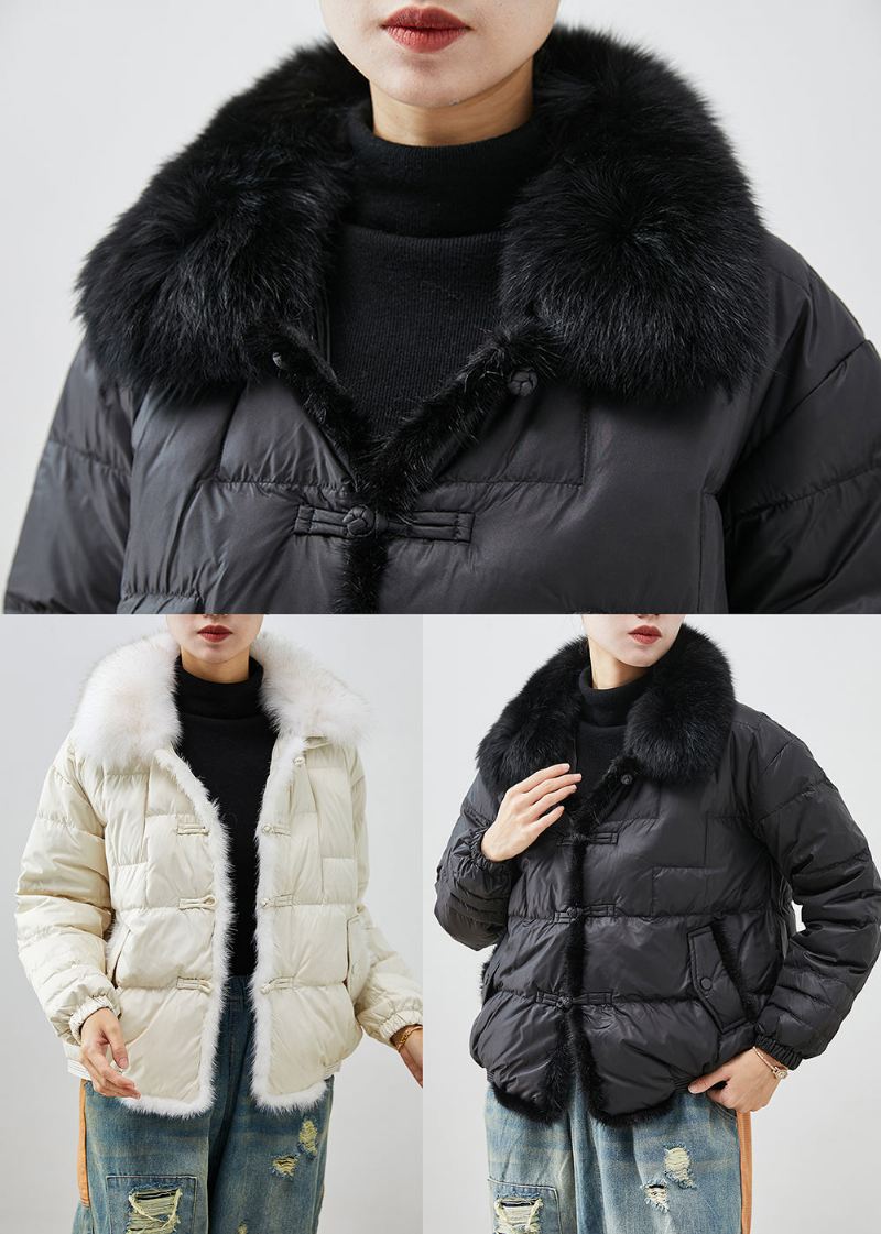 Moderne Black Fox Krage Patchwork Mink Hair Duck Down Puffers Jakker Vinter - Dunjakker for kvinner