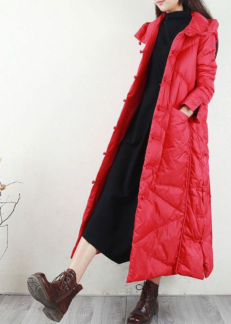 Moderne Lilla Hette Oriental Button Forleng Duck Down Puffer Coat Vinter - Dunjakker for kvinner