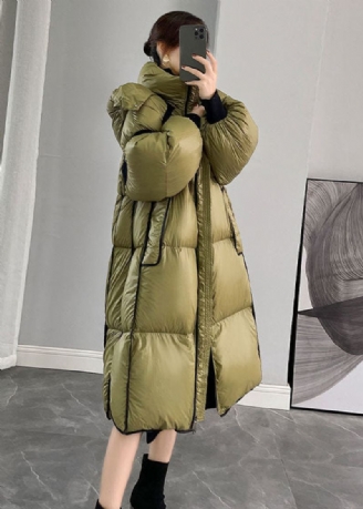 Mote Army Green Hette Glidelås Patchwork Andedun Canada Goose Coats Vinter