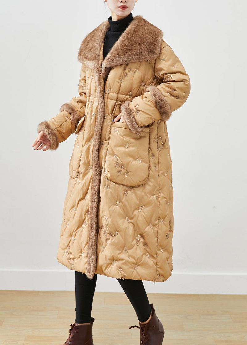 Mote Khaki Brodert Patchwork Mink Hår Andedun Canada Goose Jacket Vinter - Dunjakker for kvinner