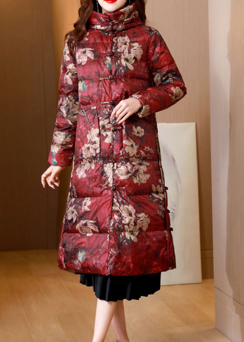 Mulberry Print Lommer Patchwork Duck Down Puffer Coats Stand Krage Vinter - Dunjakker for kvinner