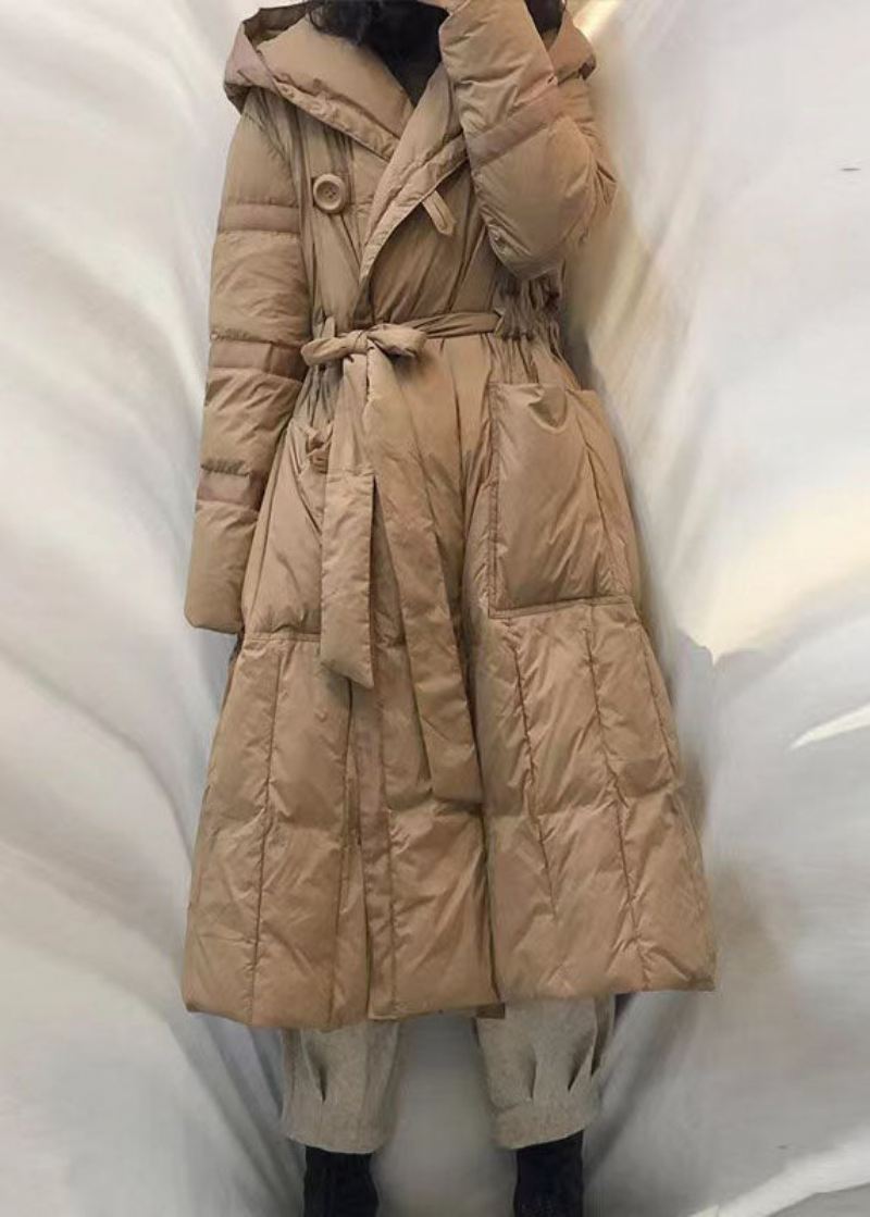 Ny Khaki Lommer Knapp Løs Vinter Duck Down Jacket