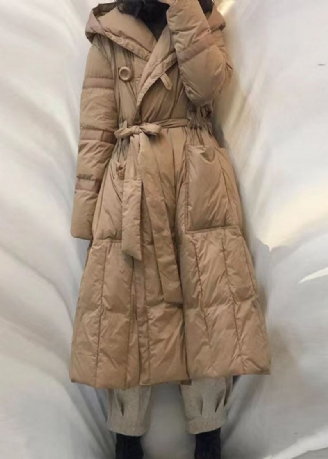 Ny Khaki Lommer Knapp Løs Vinter Duck Down Jacket