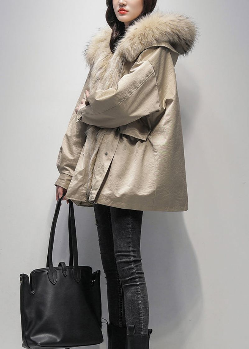 Ny Khaki Pelskrage The Rabbit Wool Lined Parka Jacket For Winter