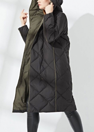 Nye Svarte Hetteknapplommer Duck Down Coat Winter