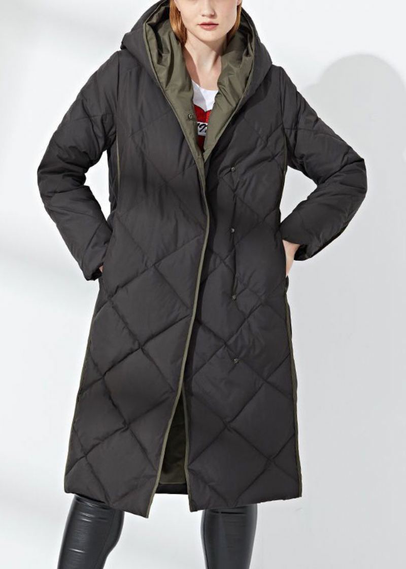 Nye Svarte Hetteknapplommer Duck Down Coat Winter - Dunjakker for kvinner