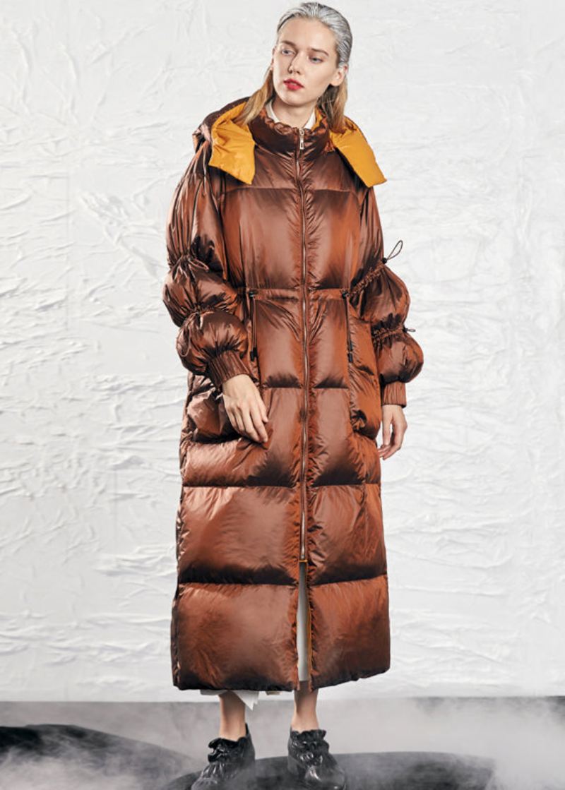 Original Design Caramel Hette Snøring Duck Down Puffer Coat Winter