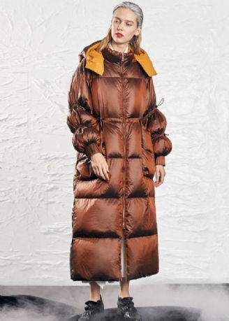 Original Design Caramel Hette Snøring Duck Down Puffer Coat Winter