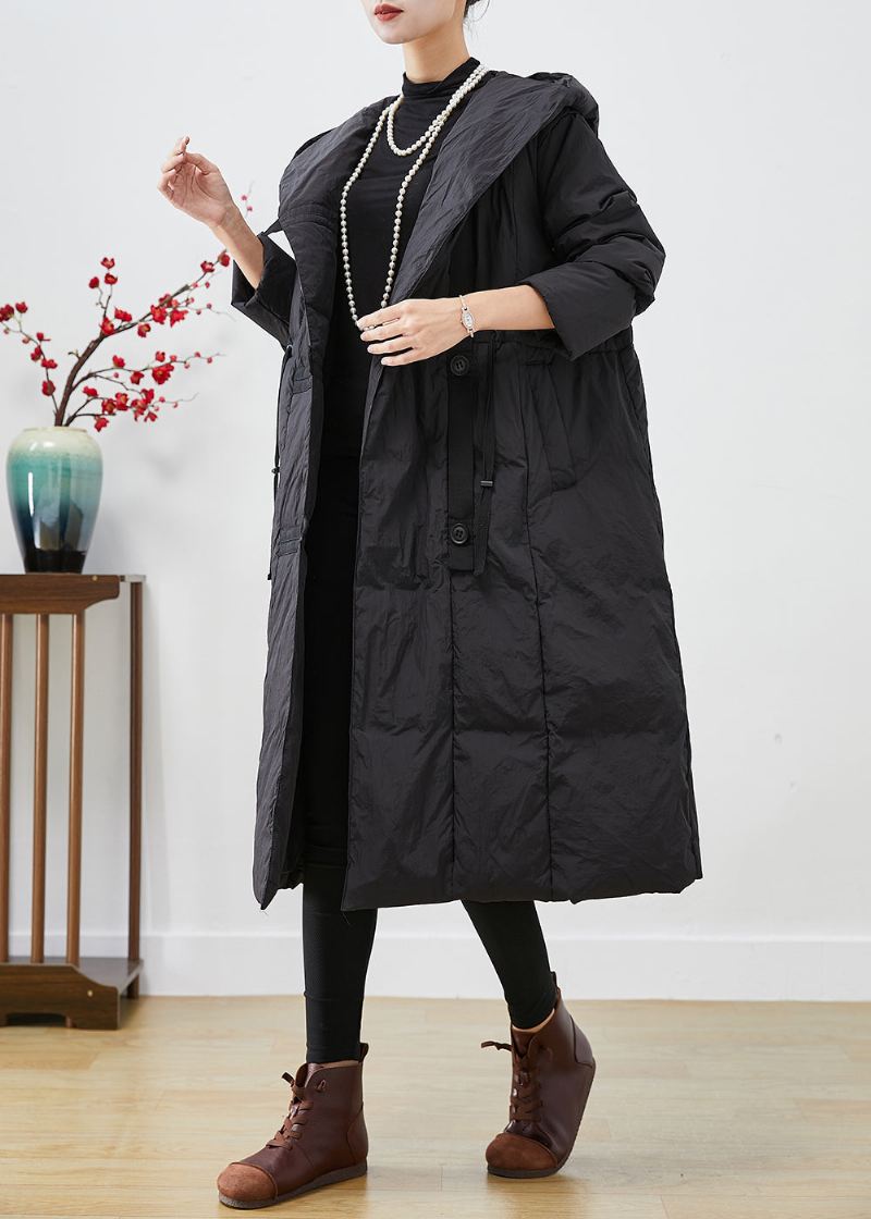 Plus Size Black Oversized Patchwork Andedunjakke Om Vinteren