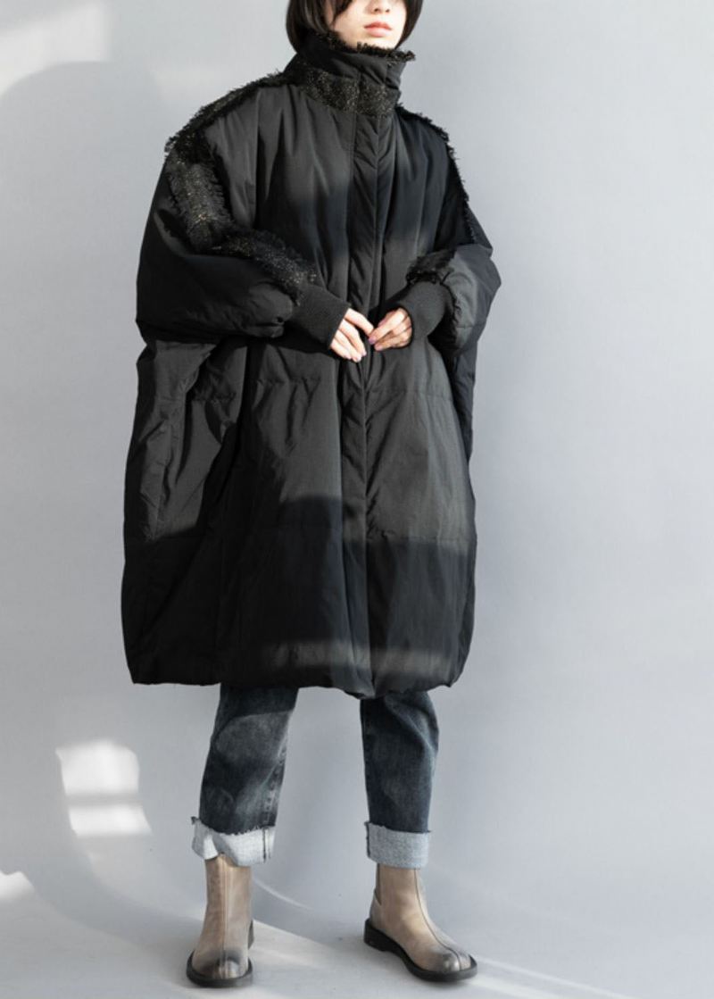 Plus Size Black Zip Up Dusk Oversized Duck Down Coat Vinter - Dunjakker for kvinner