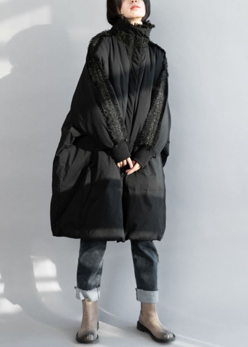 Plus Size Black Zip Up Dusk Oversized Duck Down Coat Vinter - Dunjakker for kvinner