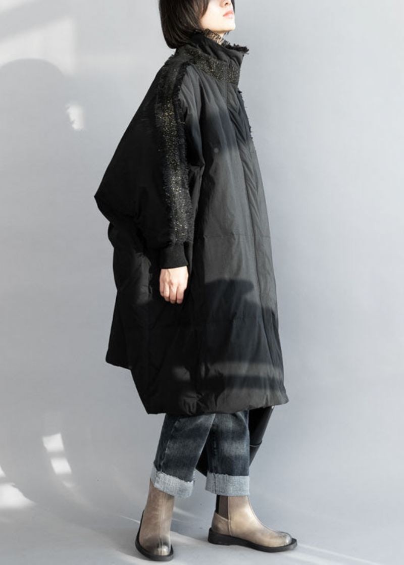 Plus Size Black Zip Up Dusk Oversized Duck Down Coat Vinter - Dunjakker for kvinner