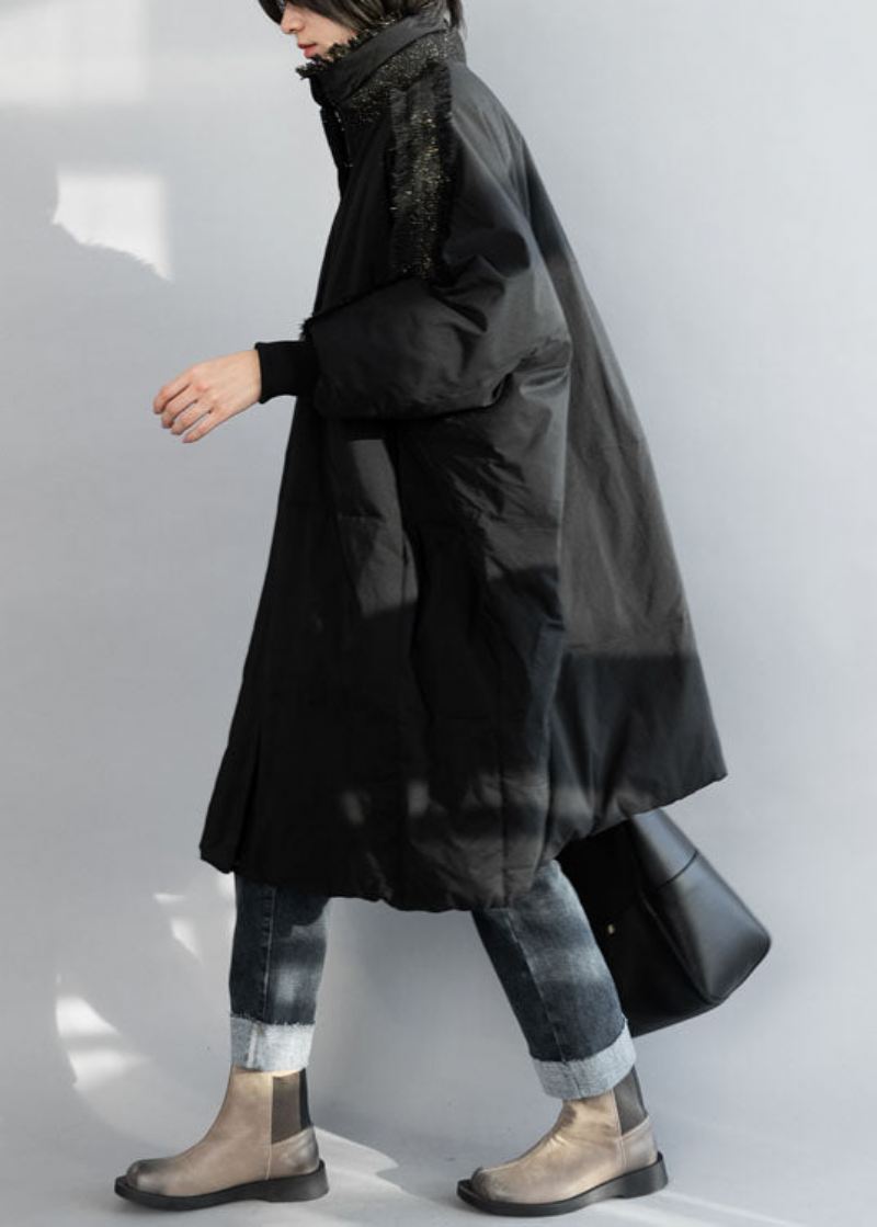 Plus Size Black Zip Up Dusk Oversized Duck Down Coat Vinter - Dunjakker for kvinner