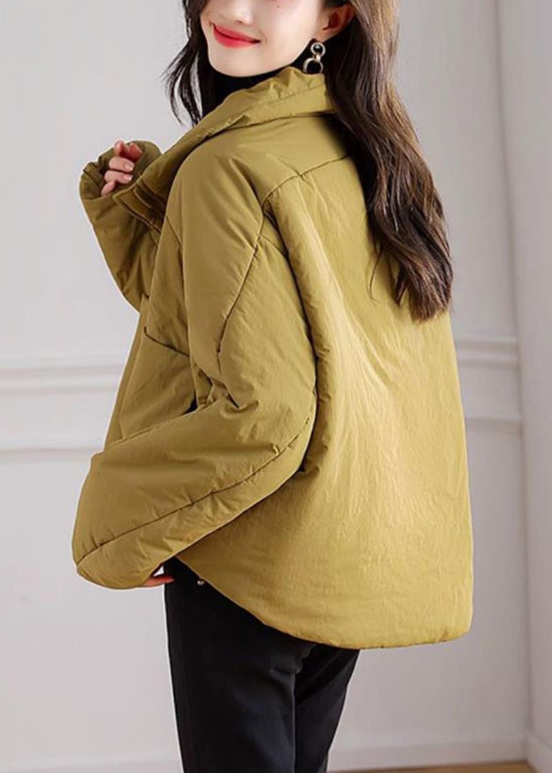 Plus Size Gule Zip Up Lommer Patchwork Parka Winter - Dunjakker for kvinner