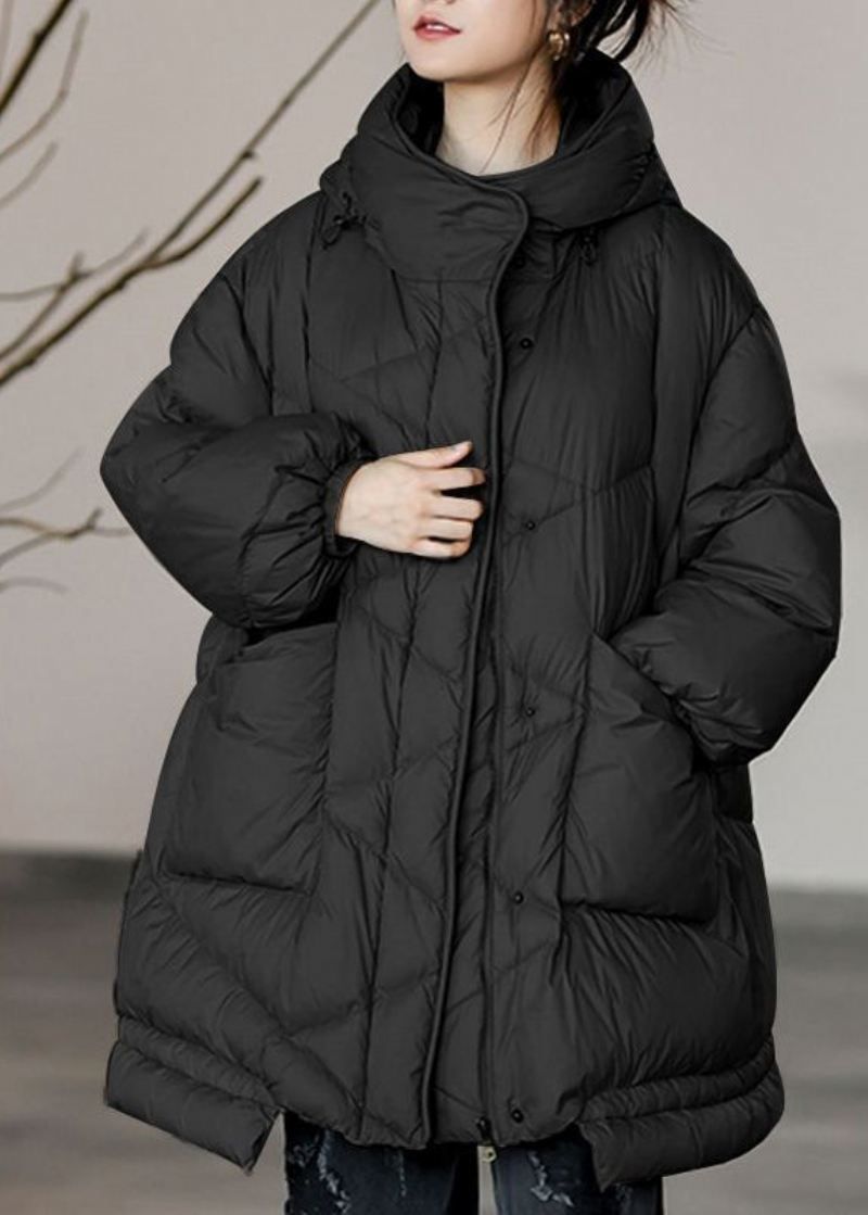 Plus Size Khaki Oversized Lommer Duck Down Puffer Jacket Vinter - Dunjakker for kvinner