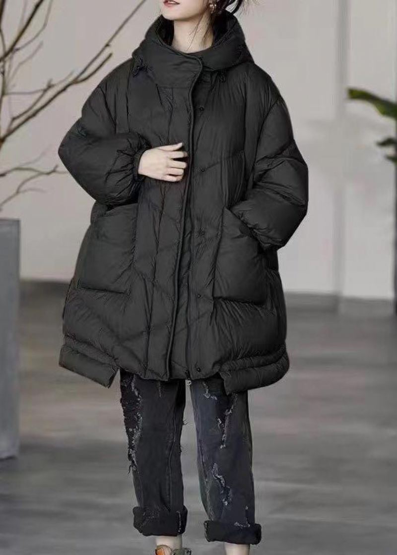 Plus Size Khaki Oversized Lommer Duck Down Puffer Jacket Vinter - Dunjakker for kvinner