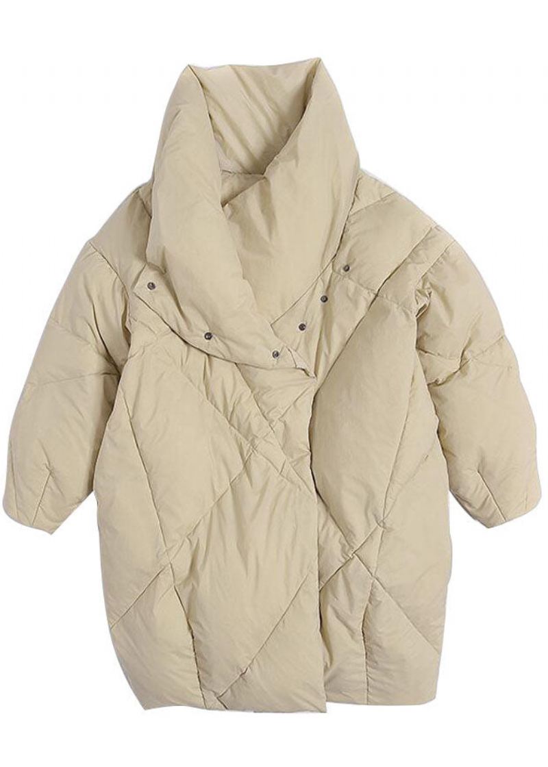 Plus Size Khaki Peter Pan Krageknapp Vinter Duck Down Coat - Kaki