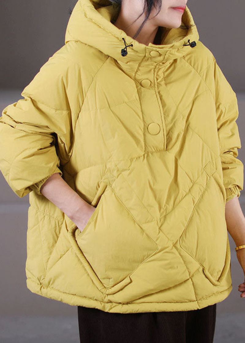 Plus Size Lysegrønn Hette Snøring Duck Down Pullover Jakker Vinter - Dunjakker for kvinner