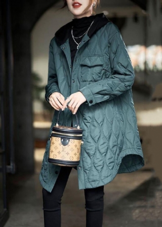 Plus Size Peacock Green Hettelommer Bomull Fylt Dame Kåper Vinter