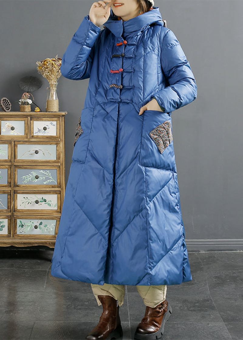 Retro Rose Hettelommer Kinesisk Knapp Duck Down Puffers Coat Winter - Dunjakker for kvinner