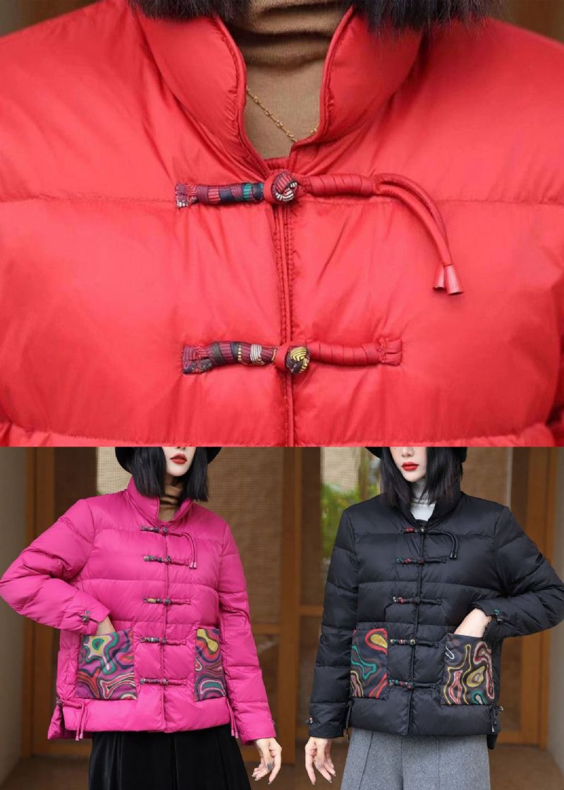 Rose Oriental Button Duck Down Canada Goose Jakke Stativ Krage Vinter - Dunjakker for kvinner