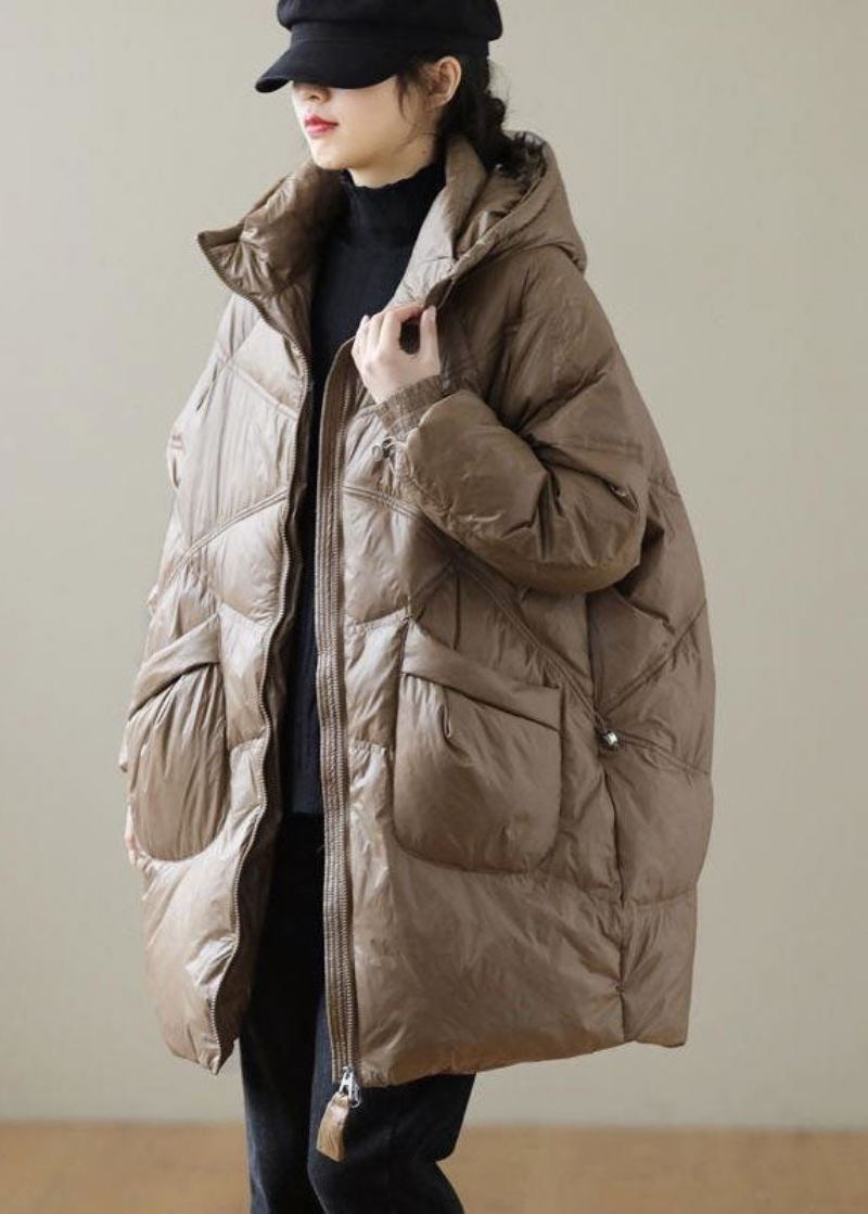 Sjokolade Trendy Duck Down Coats Zip Up Lommer Vinter