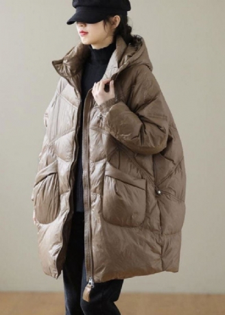 Sjokolade Trendy Duck Down Coats Zip Up Lommer Vinter