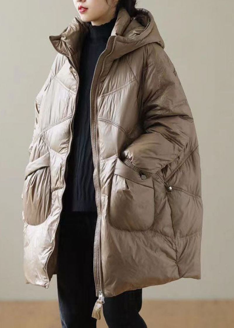 Sjokolade Trendy Duck Down Coats Zip Up Lommer Vinter - Dunjakker for kvinner