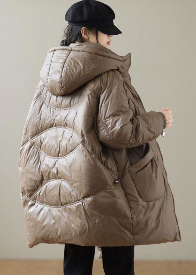 Sjokolade Trendy Duck Down Coats Zip Up Lommer Vinter - Dunjakker for kvinner