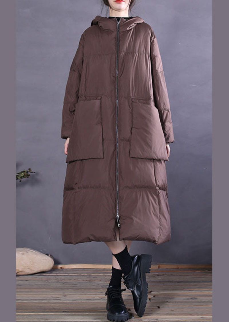 Sjokoladelommer Duck Down Coat Zip Up Winter - Lilla