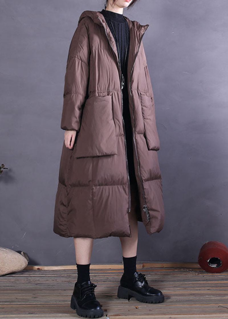 Sjokoladelommer Duck Down Coat Zip Up Winter - Lilla