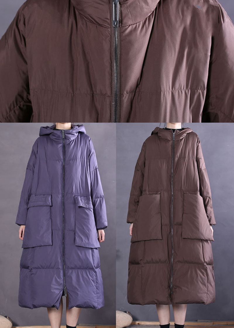 Sjokoladelommer Duck Down Coat Zip Up Winter - Lilla