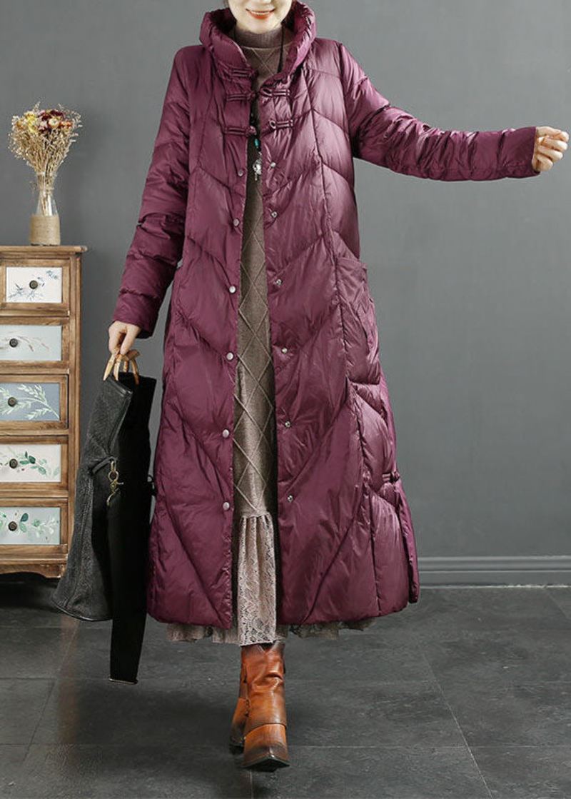 Stil Lilla Stativ Krage Solid Forleng Duck Down Puffer Jakke Vinter