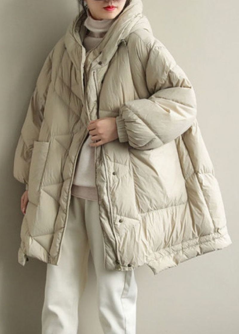 Trendy Beige Stativ Krage Varm Vinter Duck Down Coat - Beige