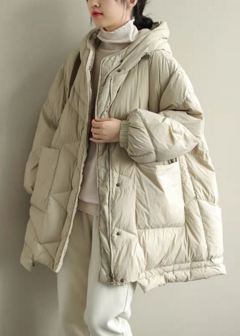 Trendy Beige Stativ Krage Varm Vinter Duck Down Coat - Beige