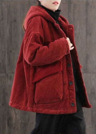 Uformell Mulberry Hette Corduroy Fin Bomull Fylt Parka Winter