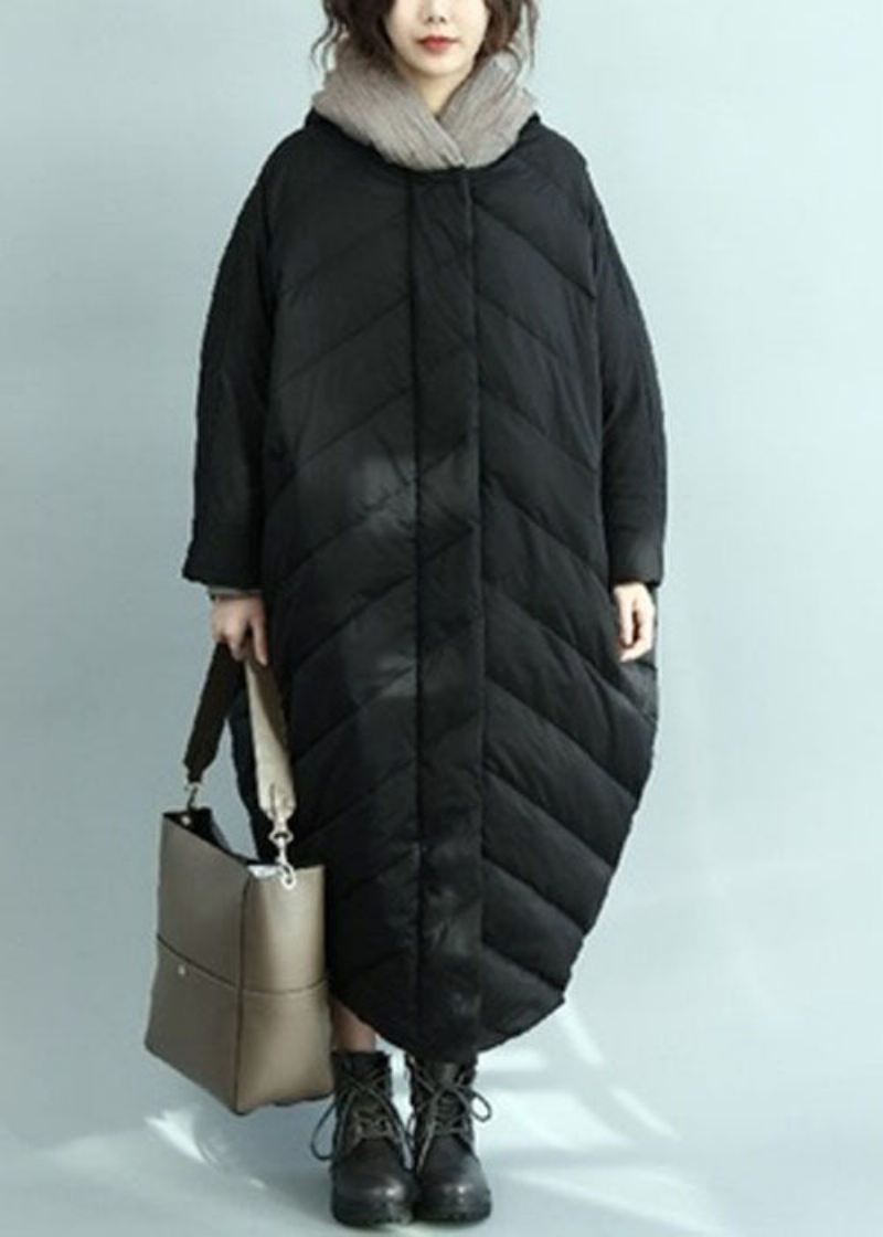 Uformell Svart Hette Oversized Duck Down Parka Winter