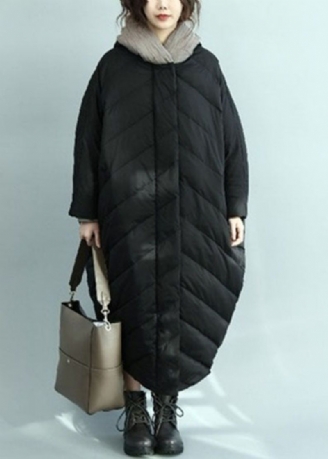 Uformell Svart Hette Oversized Duck Down Parka Winter